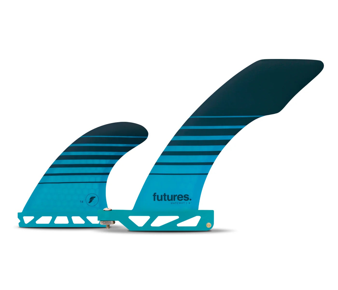 FUTURE FINS - HATCHET 2 + 1 - HONEYCOMBE - TEAL STRIPES