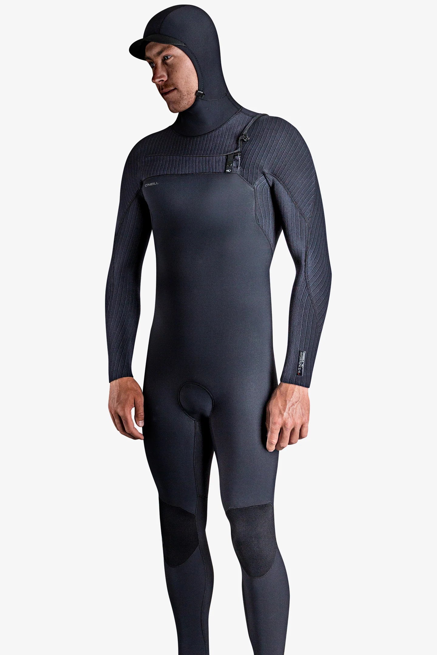 O'NEILL - HYPERFREAK 4/3mm CHEST ZIP FULLSUIT WITH HOOD BLK/BLK - Pollywog