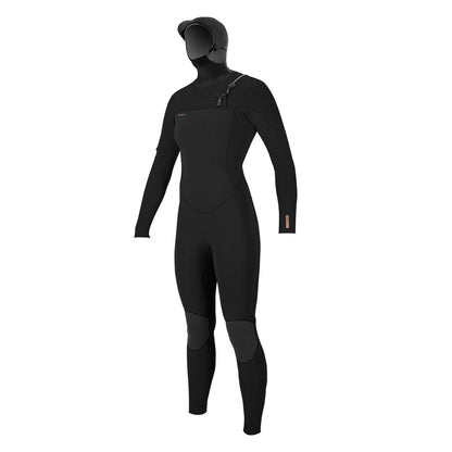 O'NEILL WETSUITS - LADIES HYDROFREAK 5/4 CHEST ZIP FULLSUIT WITH HOOD - BLACK/BLACK - Pollywog
