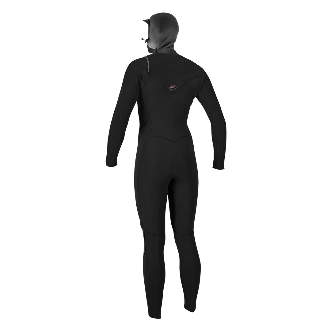O'NEILL WETSUITS - LADIES HYDROFREAK 5/4 CHEST ZIP FULLSUIT WITH HOOD - BLACK/BLACK - Pollywog