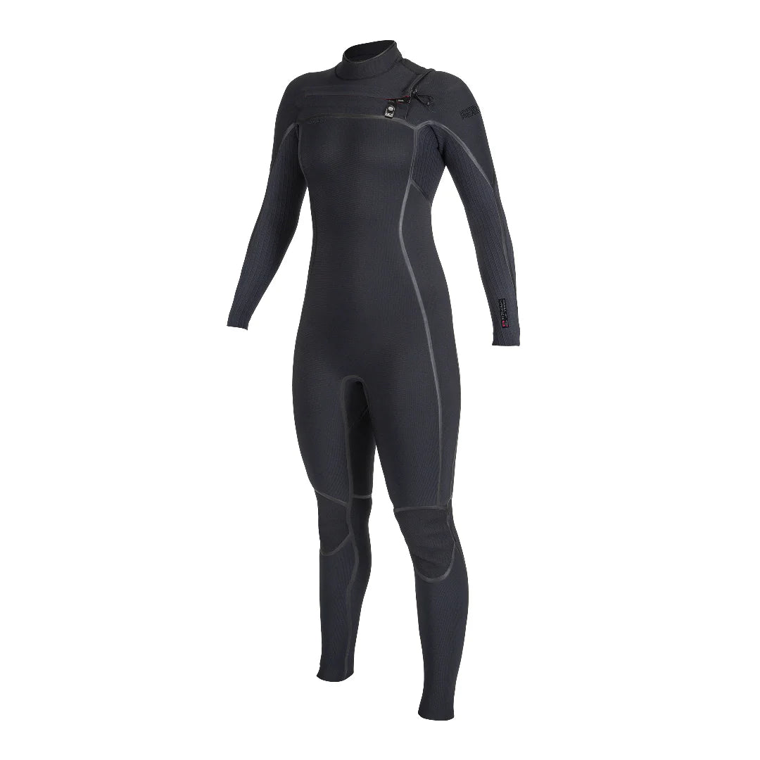 O'NEILL WETSUITS - LADIES HYPERFREAK FIRE 4/3 CHEST ZIP FULLSUIT - BLACK/BLACK - Pollywog