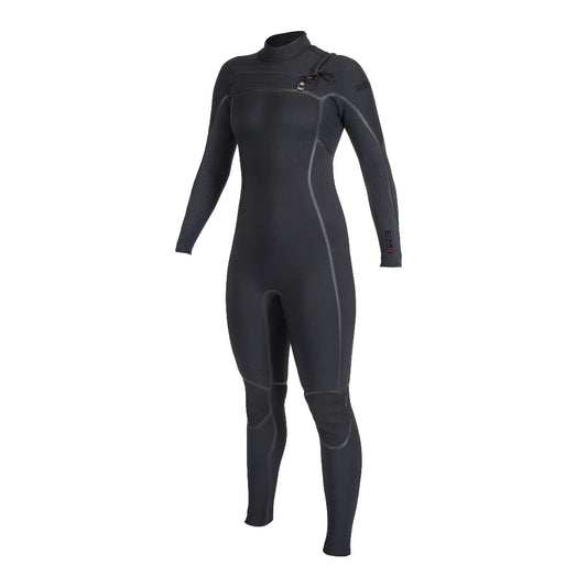 O'NEILL WETSUITS - LADIES HYPERFREAK FIRE 4/3 CHEST ZIP FULLSUIT - BLACK/BLACK - Pollywog