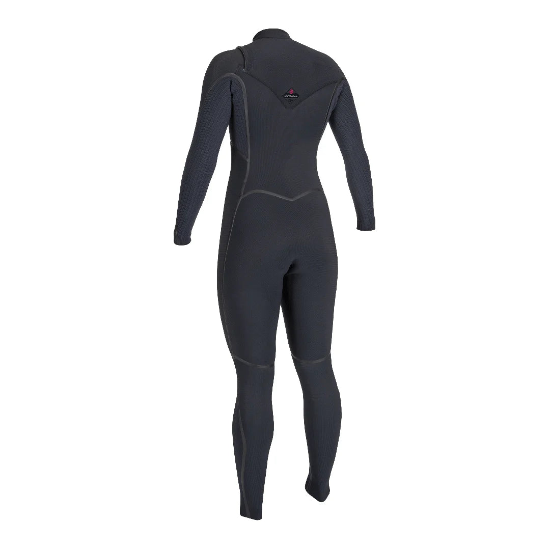 O'NEILL WETSUITS - LADIES HYPERFREAK FIRE 4/3 CHEST ZIP FULLSUIT - BLACK/BLACK - Pollywog