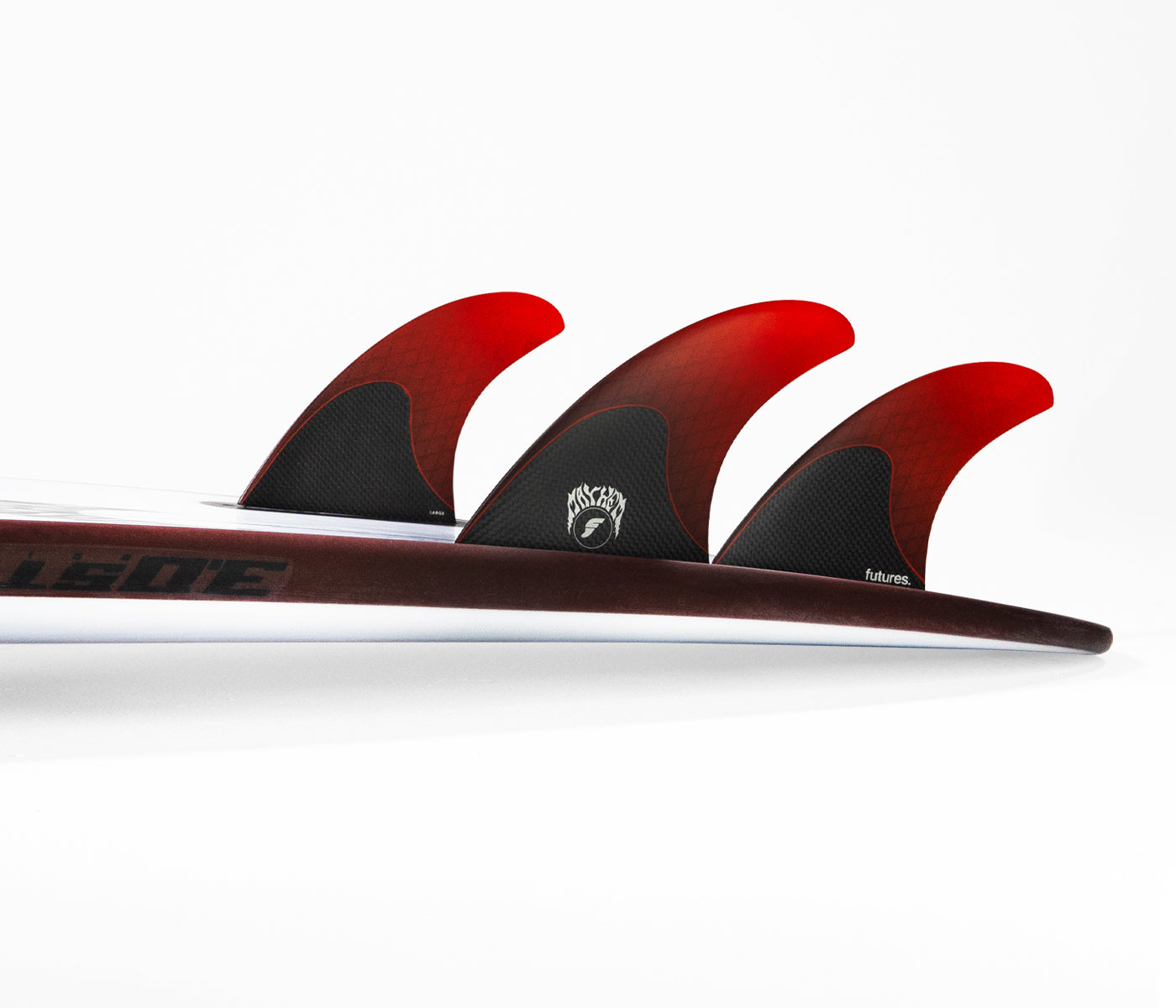 FUTURE FINS - MAYHEM 3.0 - HONEYCOMBE/CARBON - TRHUSTER - LARGE - RED