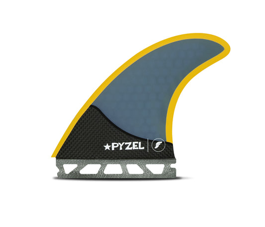 FUTURE FINS - PYZEL - HONEYCOMBE/CARBON - THRUSTER - LARGE - BLUE/YELLOW - Pollywog