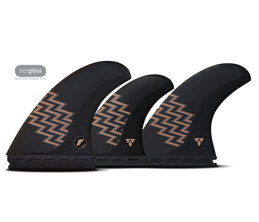 FUTURE FINS - GERRY LOPEZ - 5 FIN - ALPHA - LARGE -CARBON/SAND