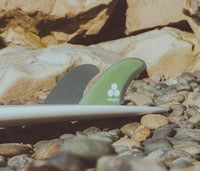 Futures Fins  - BMT (BRITT MERRICK TWIN) Fiberglass - Universal (Green/Grey)