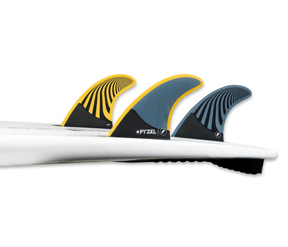FUTURE FINS - PYZEL - HONEYCOMBE/CARBON - THRUSTER - LARGE - BLUE/YELLOW - Pollywog