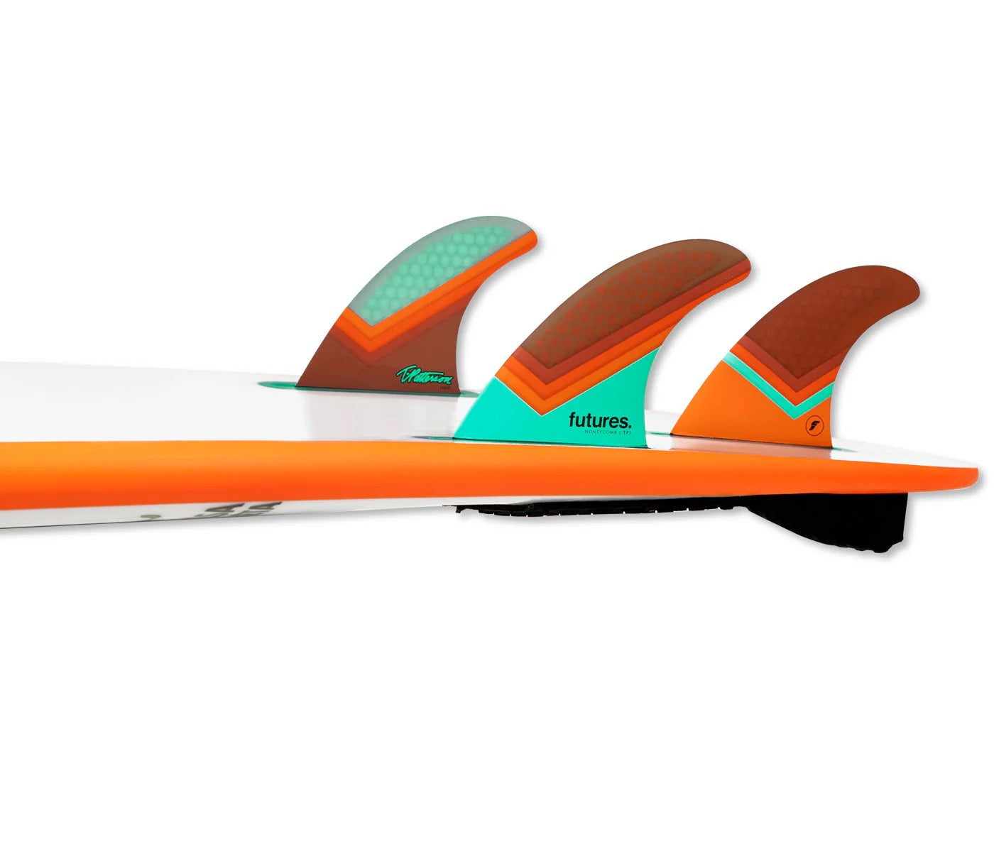 Futures Fins - TP1  Honeycomb - Large (Teal/Orange/Brown)
