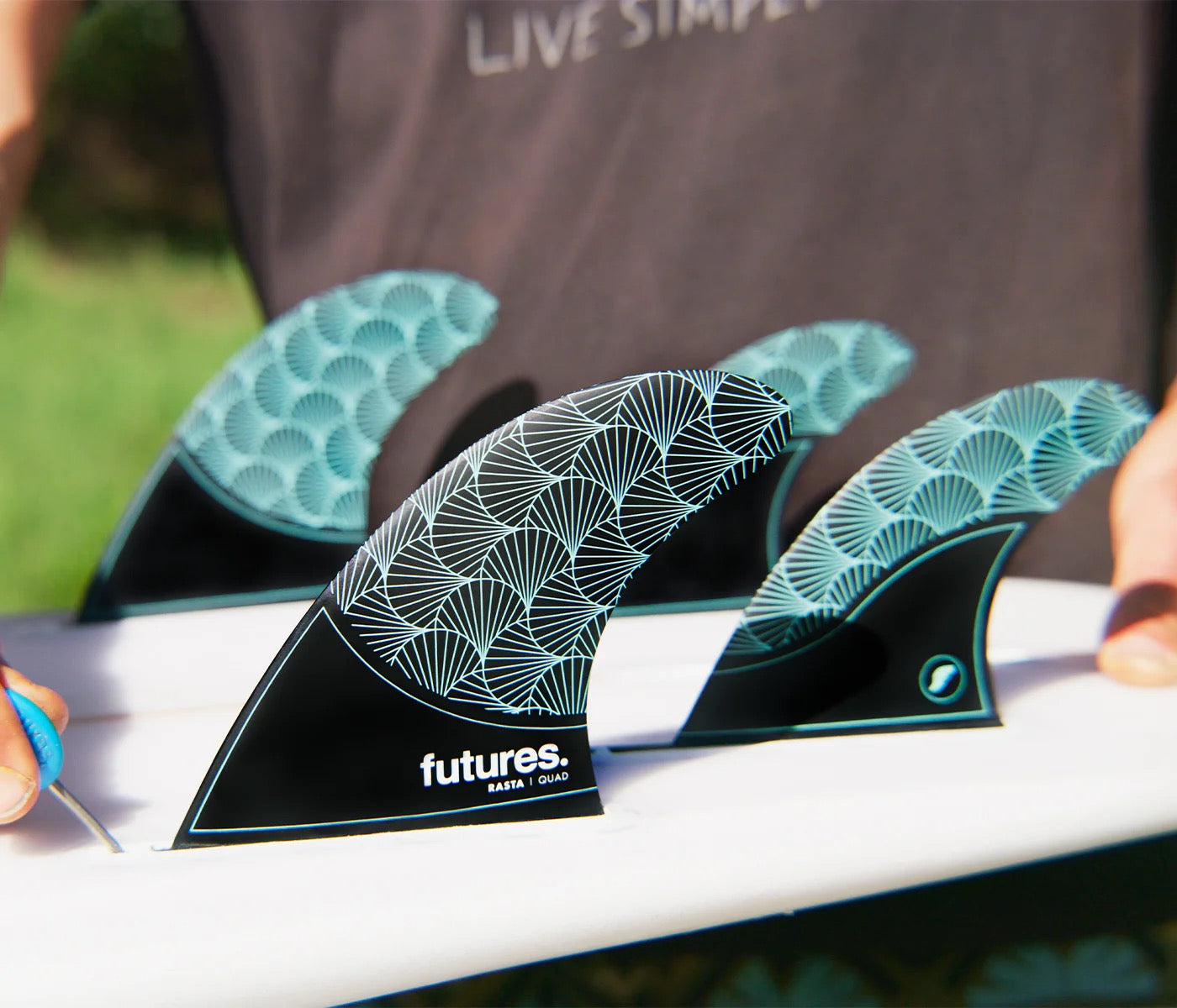 FUTURE FINS - RASTA QUAD - HONEYCOMBE - BLACK/TEAL - Pollywog