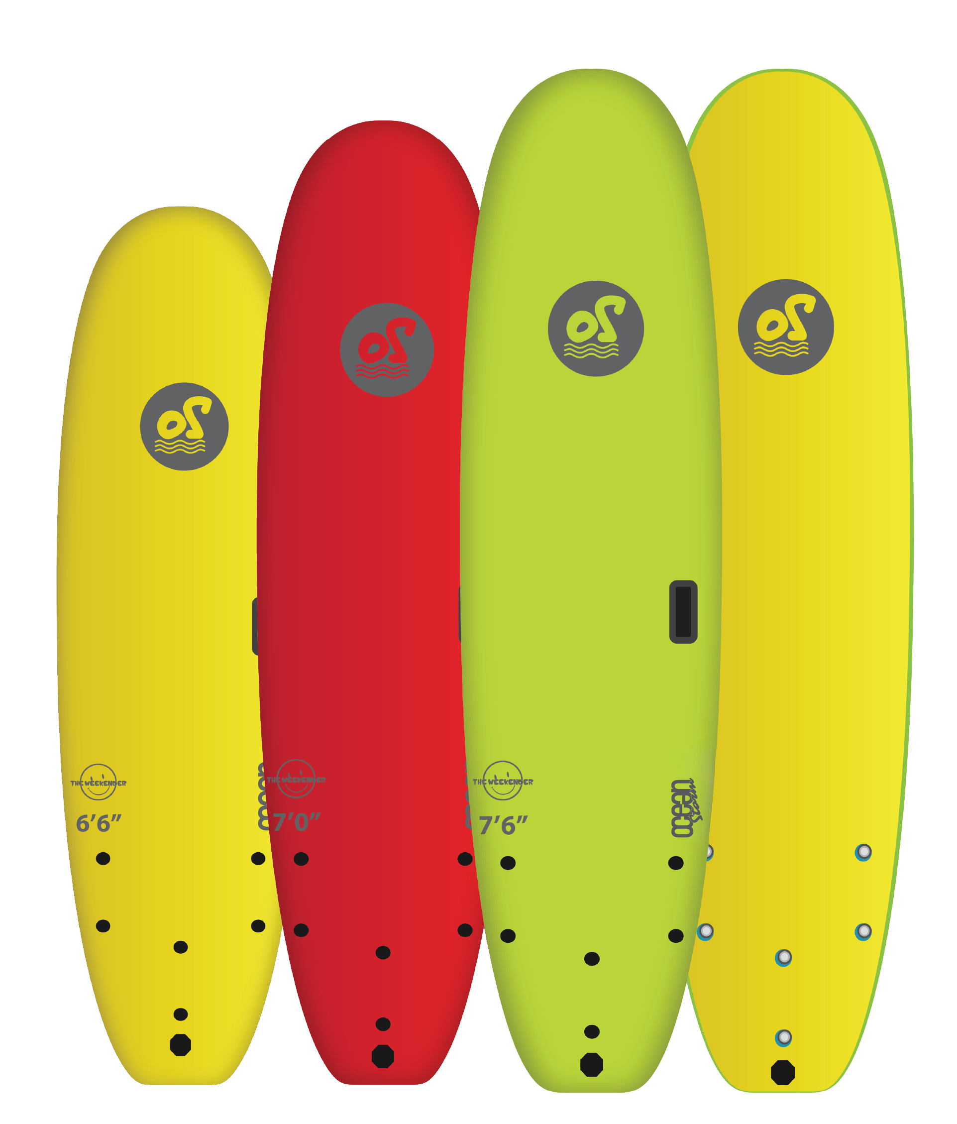 イエローサーフロングボード　THREE WEATHER Ocean Storm - The Weekender Soft Top Surfboard – Pollywog