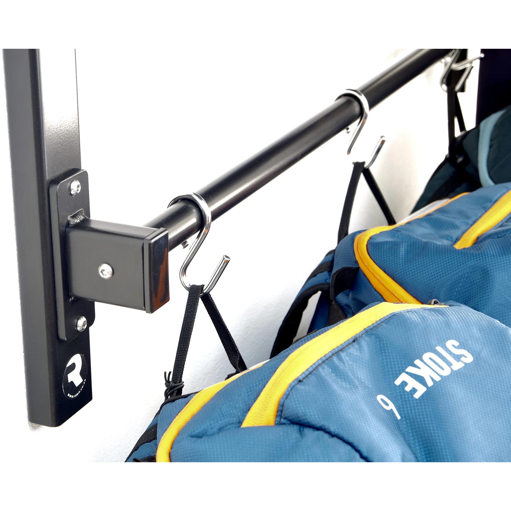 Kite Station Rack by Rakit Systems with four stainless steel hooks for storage of you kites, harness and equipment. #whereboardssleep