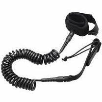 Hurricane - 8mm Coiled Double Swivel Moulded 4' Leash (Black) - Pollywog